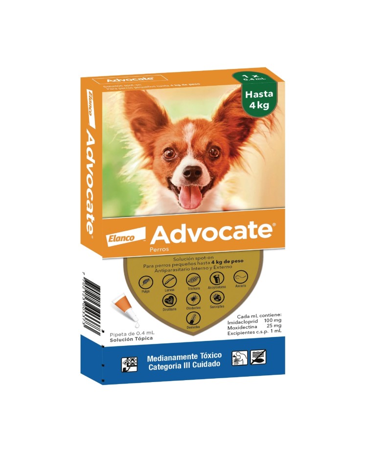 Advocate Perros 0 A 4 Kg Verde x 1 Unid