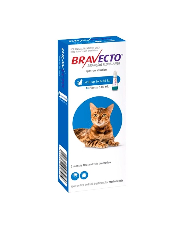 Bravecto Gato Azul 250 Mg 2,8 Kg A 6,2 Kg